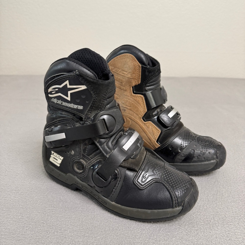 Alpinestars Tech 2 Riding Boots Mens 6 Black Tan Motocross ATV Motorcycle